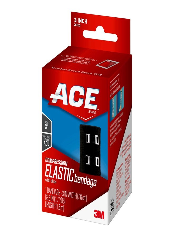 ACE Brand 3 Inch Elastic Bandage with with Clips, Black, Great for Elbow, Ankle, Knee and More, 1 Count - Image 2